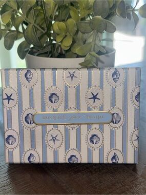 Olivia and Jackson Blue Seashell Patterned Jewelry Storage Box NEW